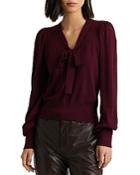 Ralph Lauren Tie Neck Puff Sleeve Sweater
