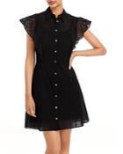 Theory Nova Ruffled Button Front Eyelet Mini Dress