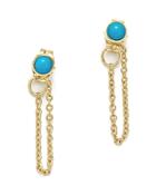 Zoe Chicco 14k Yellow Gold Draped Chain And Turquoise Stud Earrings