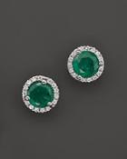 Bloomingdale's Emerald And Diamond Halo Stud Earrings In 14k White Gold