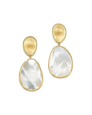 Marco Bicego 18k Yellow Gold Lunaria Mother Of Pearl Two Drop Earrings
