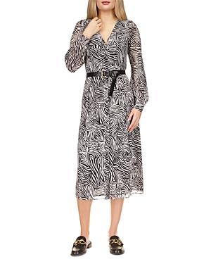 Michael Michael Kors Zebra Print Button Front Midi Dress