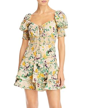 Alice And Olivia Crawford Sweetheart Tiered Floral Mini Dress
