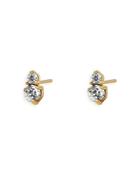 Argento Vivo Cubic Zirconia Layered Stud Earrings In 14k Gold Plated
