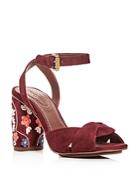 See By Chloe Galya Wraparound Ankle Strap Embroidered Block Heel Sandals