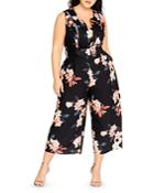 City Chic Plus Sleeveless Floral Cropped Jumpsuit