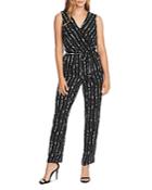 Vince Camuto Belted Striped Sleeveless Jumpsuit
