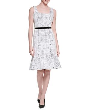 Karl Lagerfeld Paris Belted Knit Jacquard Square Neck Mini Dress