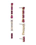 Nadri Love All Cubic Zirconia & Synthetic Corundum Drop Earrings In 18k Gold Plated, Set Of 3