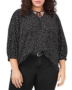 Vince Camuto Split Neck Confetti Print Top