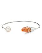 Chan Luu Cultured Freshwater Pearl & Shell Thin Cuff Bracelet