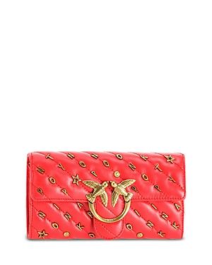 Pinko Love Quilted Leather Wallet Crossbody