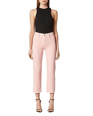 Hudson High Rise Straight Cropped Jeans In Soft Pink
