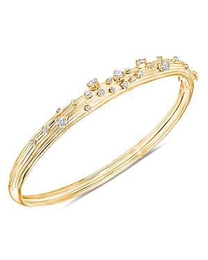Hueb 18k Yellow Gold Bahia Diamond Scatter Cluster Textured Bangle Bracelet