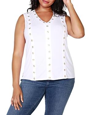 Belldini Plus Embellished Sleeveless V Neck Top