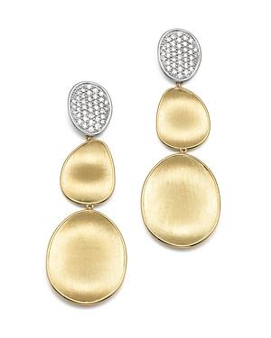 Marco Bicego Diamond Lunaria Three Drop Large Earrings In 18k Yellow Gold