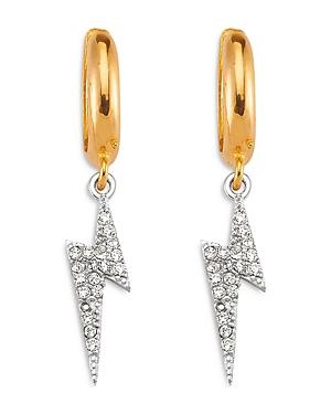 Maison Irem Bowie Cubic Zirconia Lightening Dangle Hoop Earrings