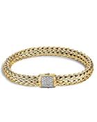 John Hardy Classic Chain 18k Gold Diamond Pave Medium Bracelet