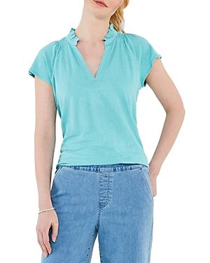 Nzt Nic+zoe Ruffled Split Neck Top