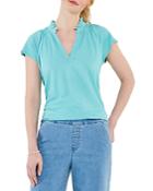 Nzt Nic+zoe Ruffled Split Neck Top