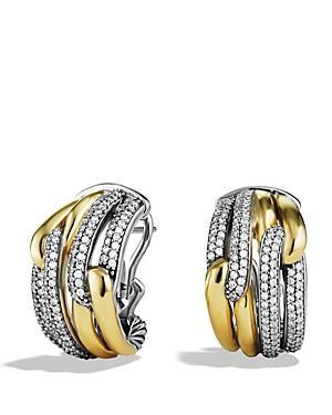 David Yurman Labyrinth Double-loop Earrings With Diamonds & Gold