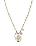 Meria T 14k Yellow Gold Diamond & Blue Sapphire Hamsa Disc Necklace, 18