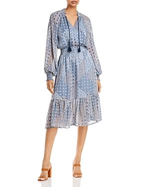 Aqua Printed Balloon Sleeve Dress - 100% Exclusive