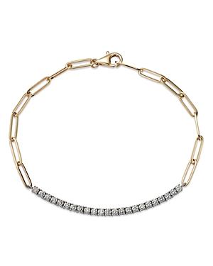 Bloomingdale's Diamond Bar Paperclip Link Bracelet In 14k White & Yellow Gold, 0.80 Ct. T.w. - 100% Exclusive