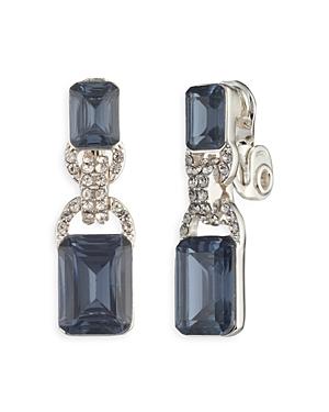Lauren Ralph Lauren Pave Circle & Baguette Stone Clip On Drop Earrings
