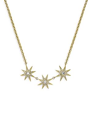 Colette Jewelry 18k Yellow Gold Galaxia Diamond Tri-star Pendant Necklace, 16
