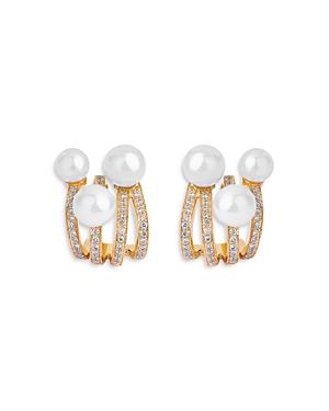 Hueb 18k Rose Gold Spectrum Diamond And Cultured Freshwater Pearl Earrings