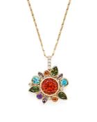 Multi Gemstone Pendant Necklace With Diamonds In 14k Yellow Gold, 18 - 100% Exclusive