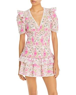 Loveshackfancy Rena Cotton Lace Trim Smocked Dress