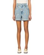 Sandro Younes Embroidered Denim Shorts