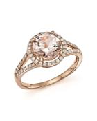 Morganite And Diamond Halo Ring In 14k Rose Gold - 100% Exclusive