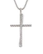 David Yurman Sterling Silver Crossover Xl Cross Necklace With Diamonds, 18