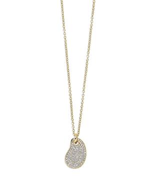 Ippolita 18k Green Gold Stardust Diamond Pave Kidney Pendant Necklace, 16-18