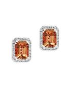 Bloomingdale's Citrine And Diamond Halo Stud Earrings In 14k White Gold - 100% Exclusive
