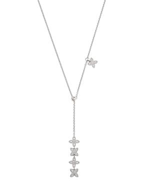 Bloomingdale's Diamond Flower Adjustable Lariat Necklace In 14k White Gold, 0.20 Ct. T.w. - 100% Exclusive
