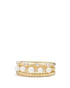 David Yurman Petite Perle Narrow Multi Row Ring With Cultured Freshwater Pearls And Diamonds In 18k Gold