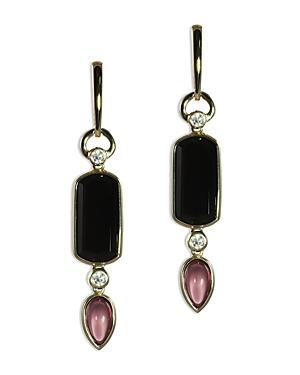 Bloomingdale's Black Onyx, Rhodolite & Diamond Drop Earrings In 14k Yellow Gold - 100% Exclusive