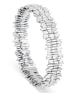 Suzanne Kalan 18k White Gold Diamond Baguette Bangle Bracelet