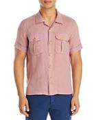 Eleventy Garment Dyed Linen Slim Fit Military Camp Shirt
