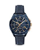 Versace Collection Glaze Blue Leather Watch, 44mm
