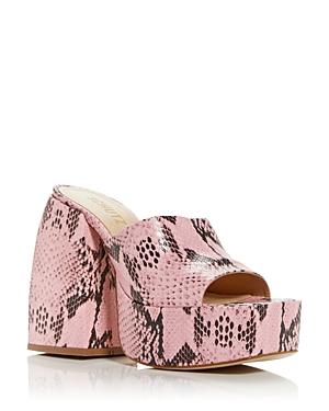 Schutz Women's Aretha Snake Embossed Platform High Heel Slide Sandals