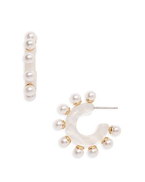 Aqua Faux Pearl Studded Hoop Earrings - 100% Exclusive