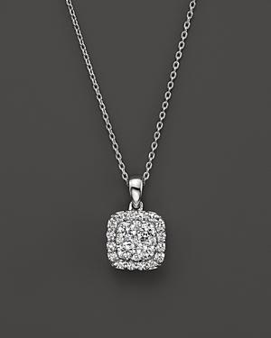 Diamond Cluster Pendant Necklace In 14k White Gold, .50 Ct. T.w.