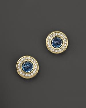 Ippolita 18k Lollipop Mini Stud Earrings In London Blue Topaz With Diamonds