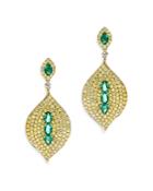 Bloomingdale's Emerald & Yellow Diamond Drop Earrings In 14k Yellow Gold- 100% Exclusive