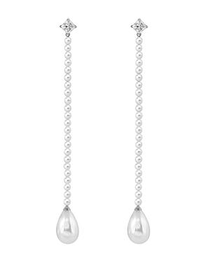 Majorica Simulated Cultured Pearl Chain Drop Earrings In Sterling Silver